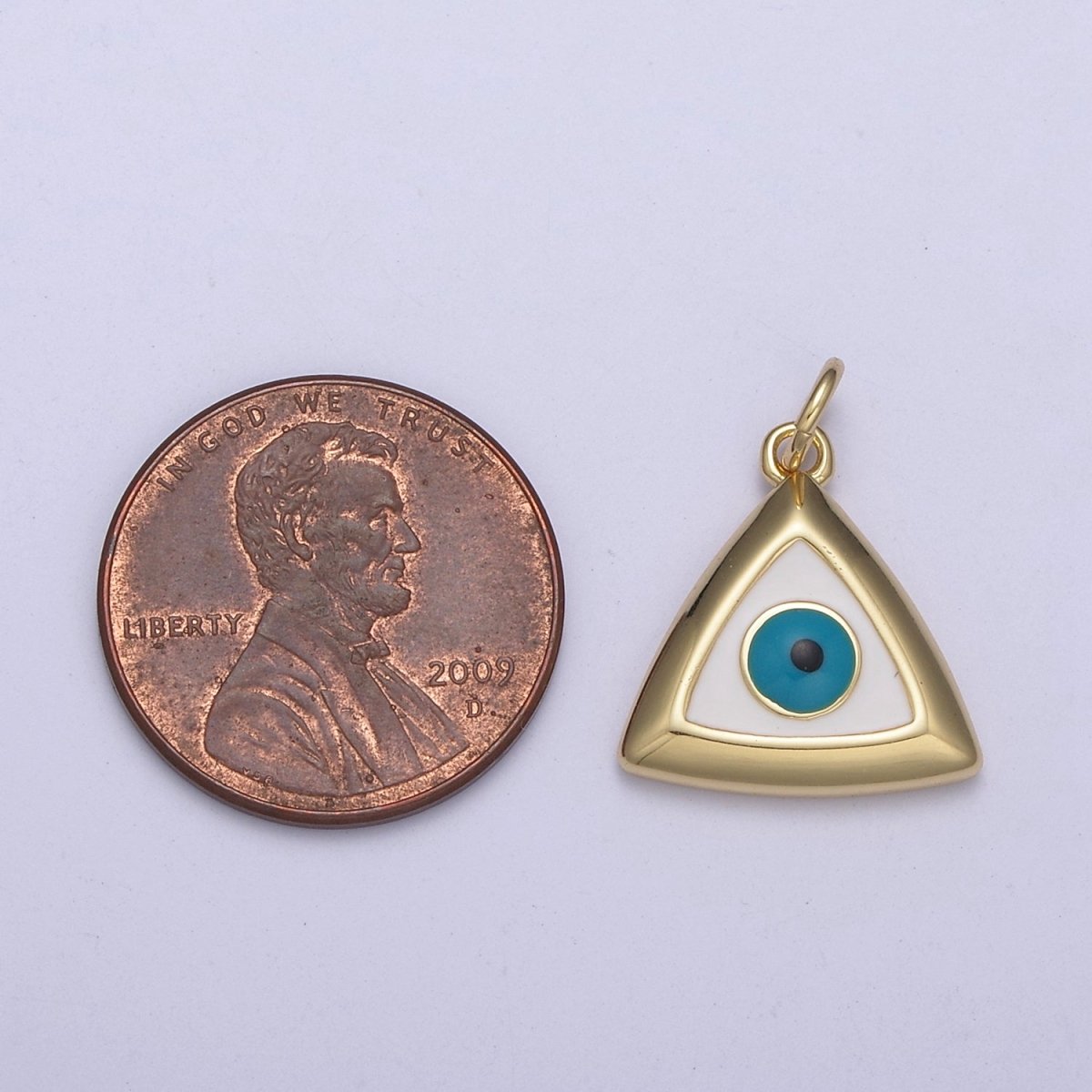 14K Gold Filled Evil Eye Triangle Enamel Charm | C639