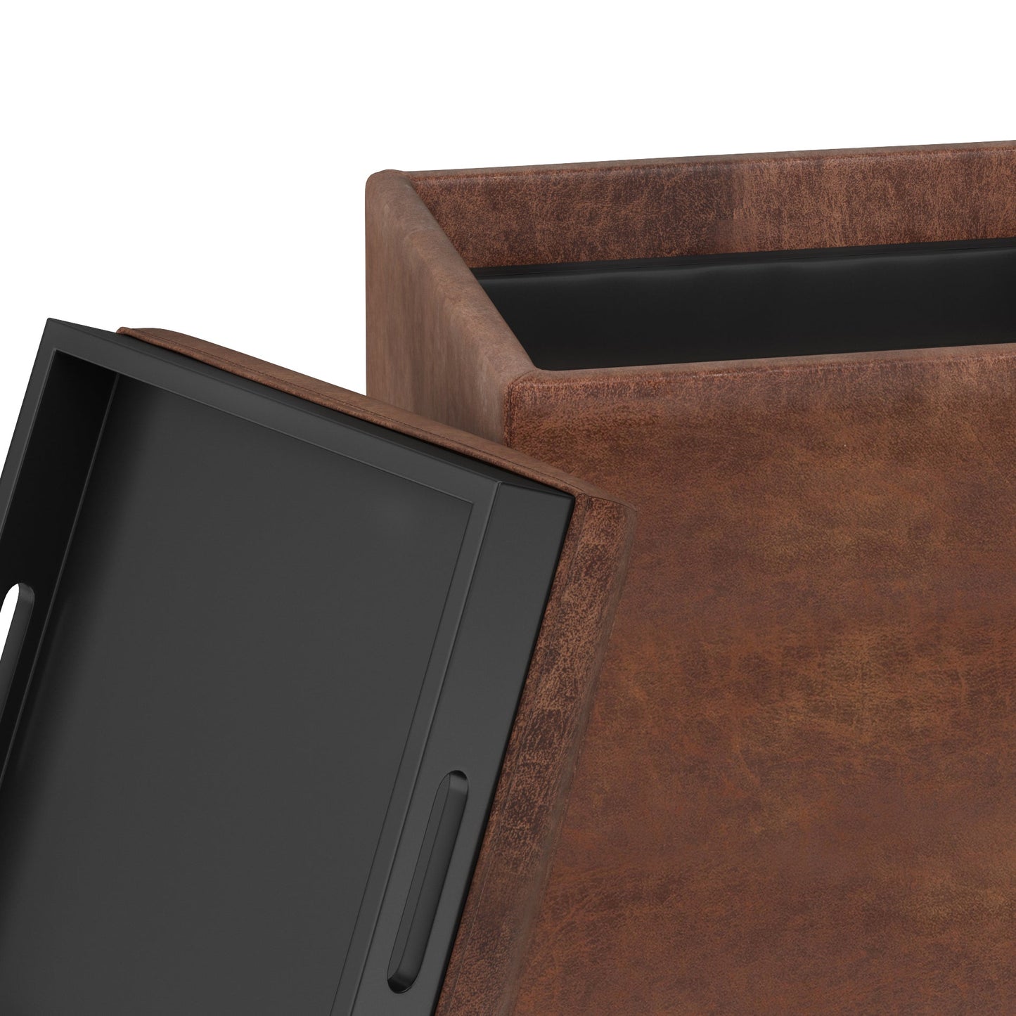 Rockwood 17 Inch Wide Cube Storage Ottoman with Tray