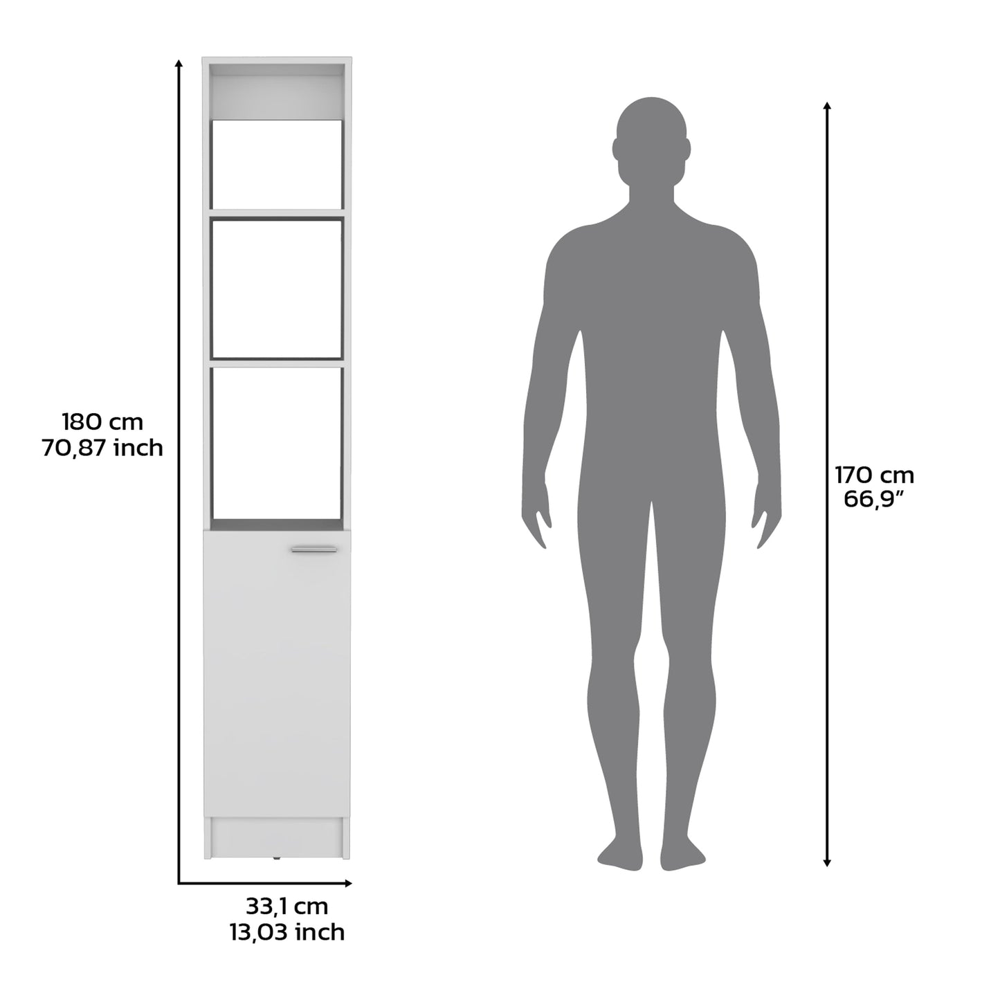 Linen Cabinet, 1 Door, 6 Shelves