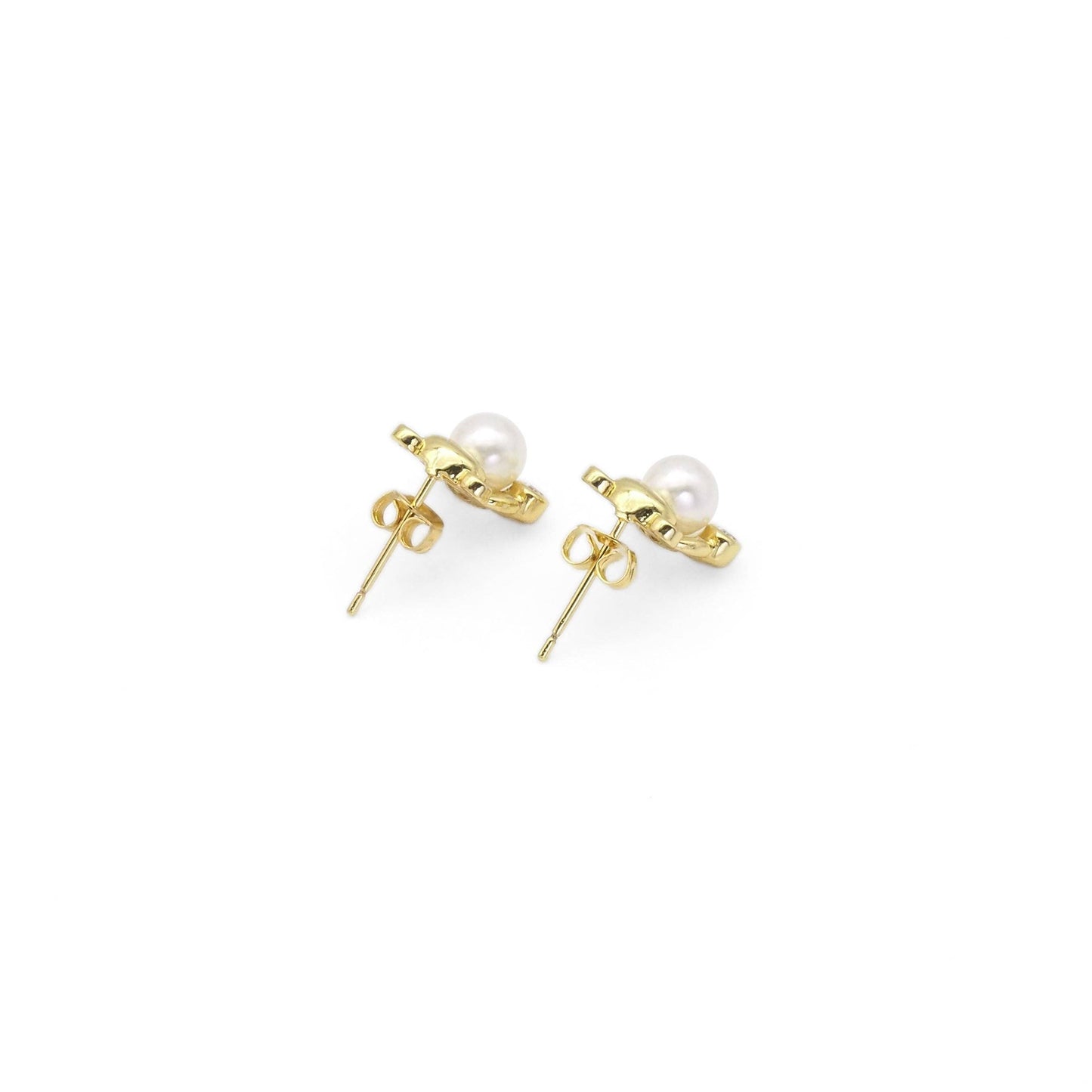 Cute Pearl Teddy Bear Stud Earrings, Sku#LK856