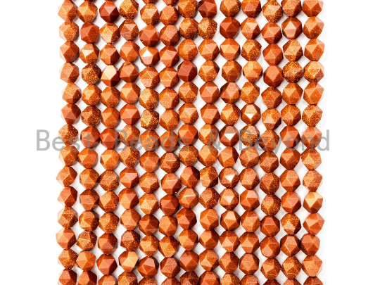 6mm/8mm/10mm/12mm Round Faceted Goldstone Beads, 16 Faceted Diamond Cut Gemstone Beads, Sparkling Golden Brown Beads, 15inch strand, SKU#U42