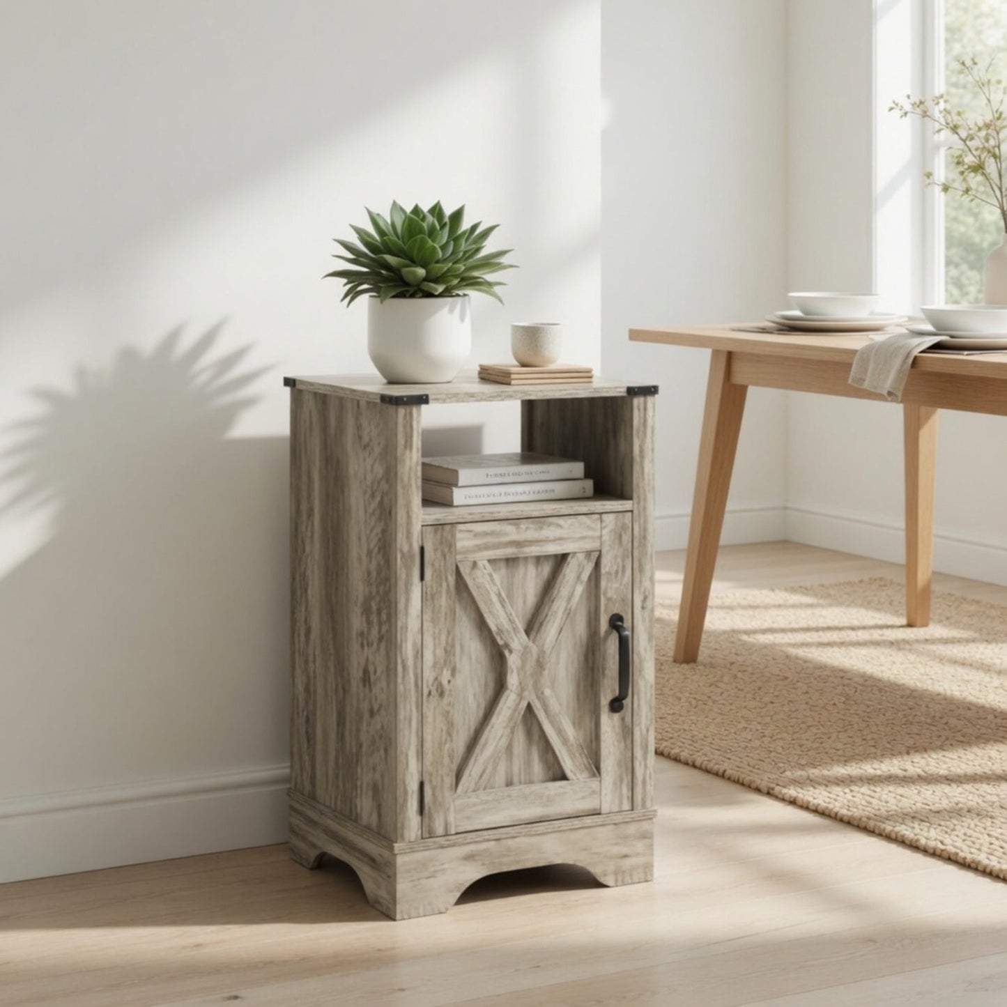 16" Light Grey Farmhouse Nightstand