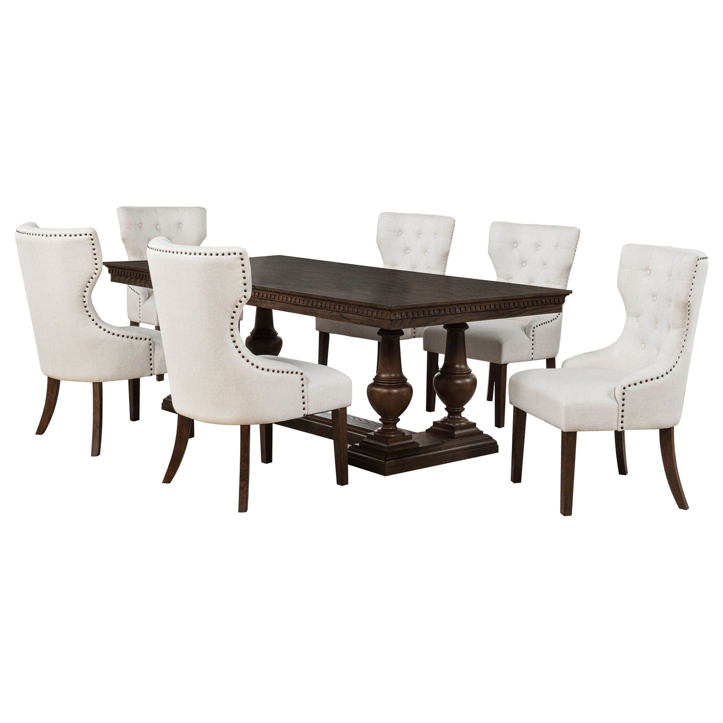 Ridgewell 7-piece Rectangular Trestle Dining Set Dark Oak