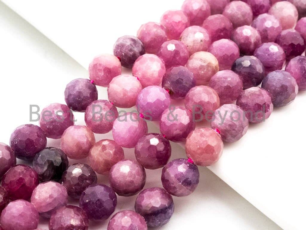 High Quality Natural Ruby beads, 4mm/6mm/8mm/10mm, Faceted Round Ruby Gemstone Beads, 15.5inch strand, SKU#U227