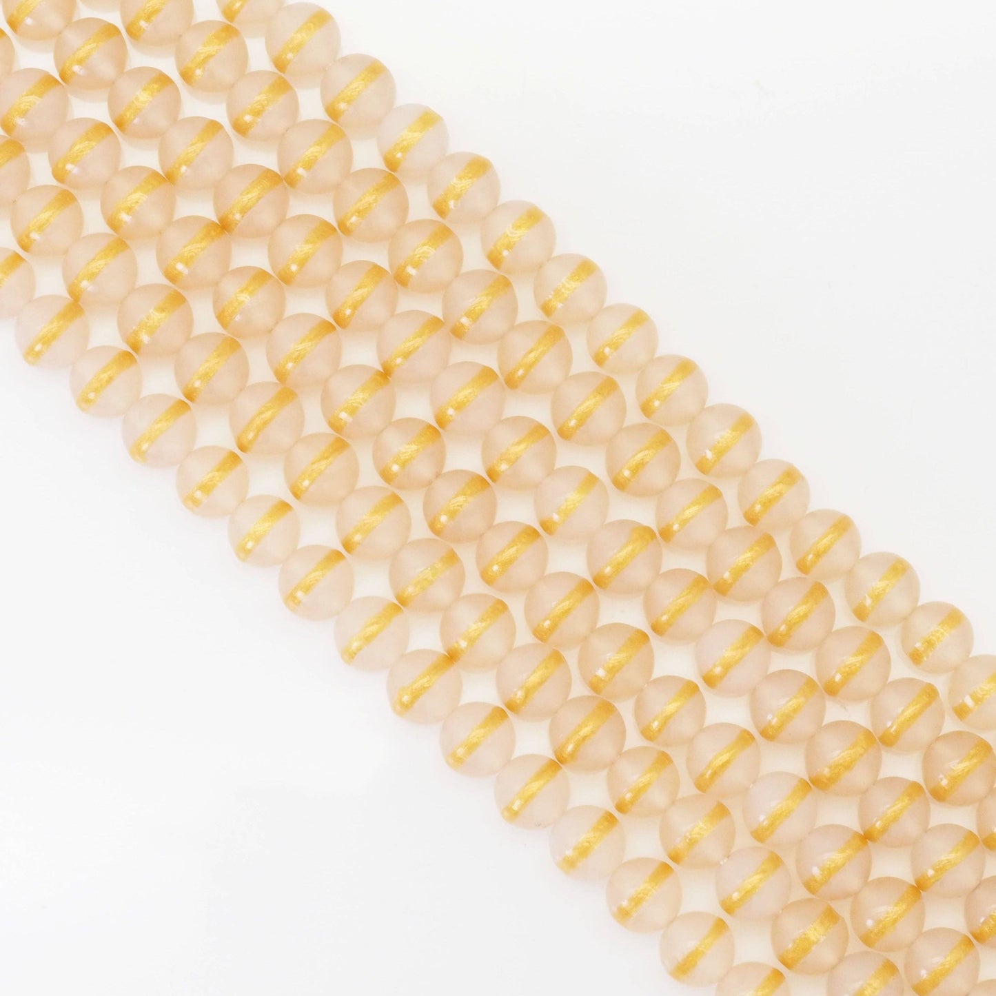 Golden Line White Agate Round Smooth Beads, Sku#U1721