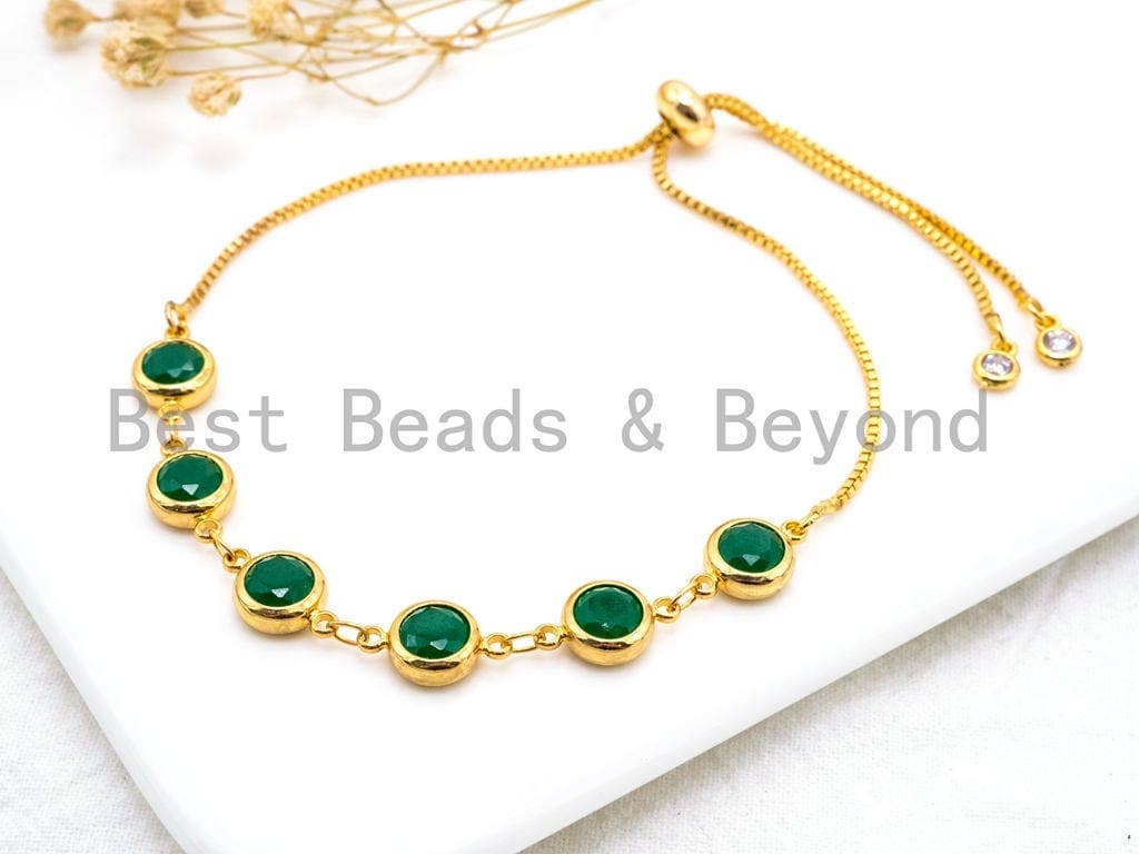 Sliding Adjustable Chain Bracelet, 8mm Green Jade bracelet, Link bracelet, Silver Gold Black Bracelet, Gem Beaded Bracelet, SKU#A47