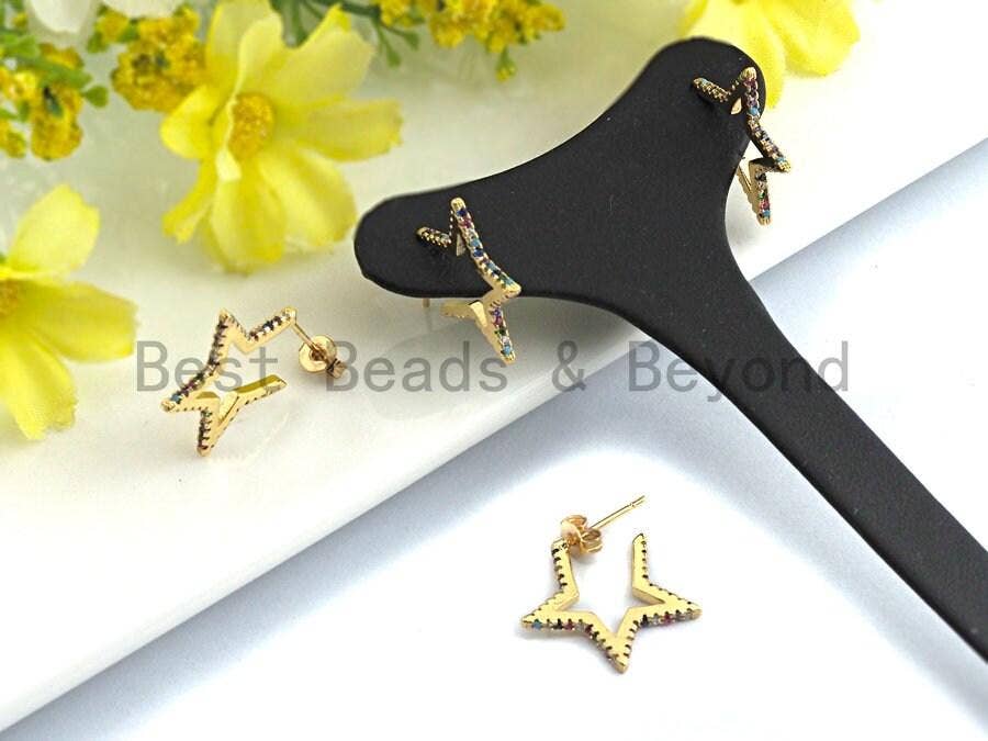 Colorful CZ Star Shape Cuff Earring, Sku#J94