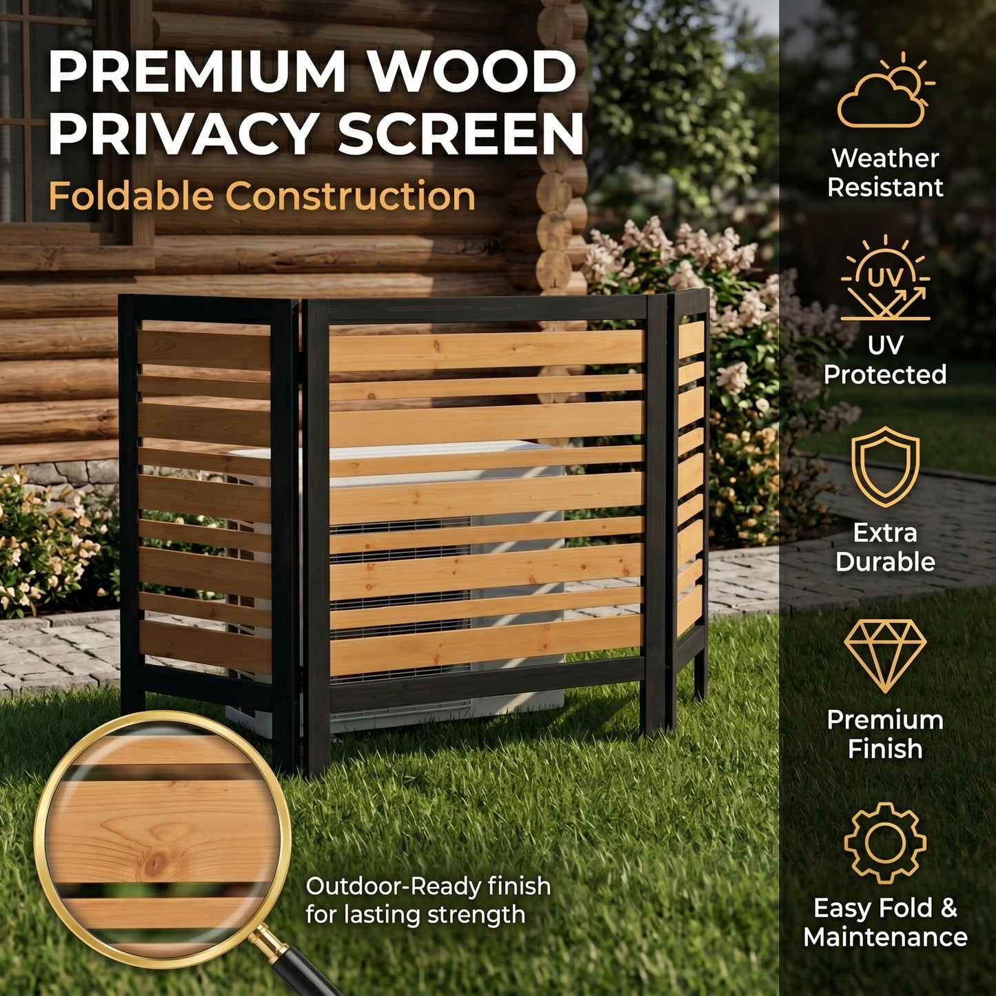 3-Panel Outdoor Air Conditioner Fence Screen