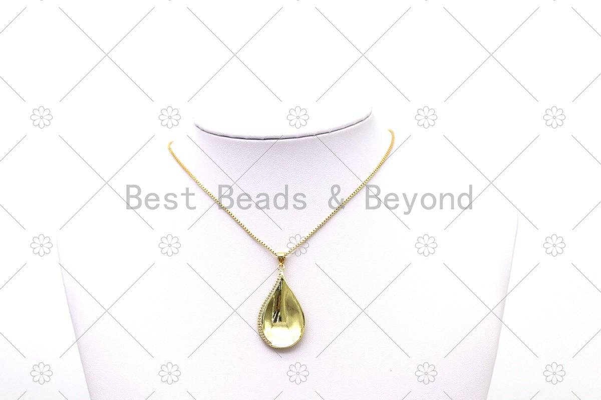 CZ Micro Pave Teardrop Spoon Shape Pendant, 18K Gold Filled Spoon Charm, Necklace Bracelet Charm Pendan,Sku#LK510