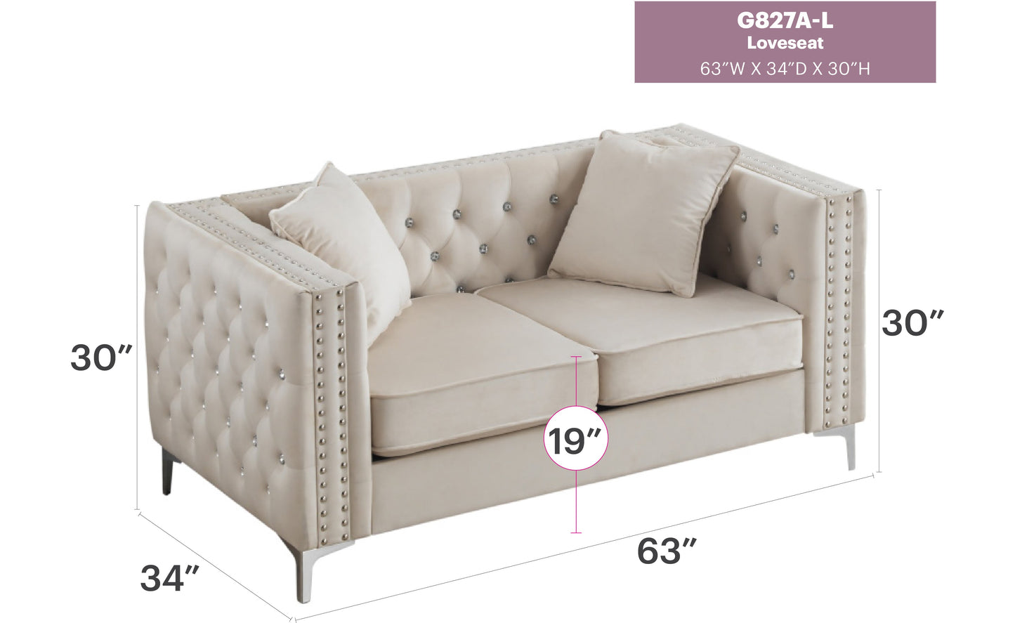 Glory Furniture Paige G827A-L Loveseat