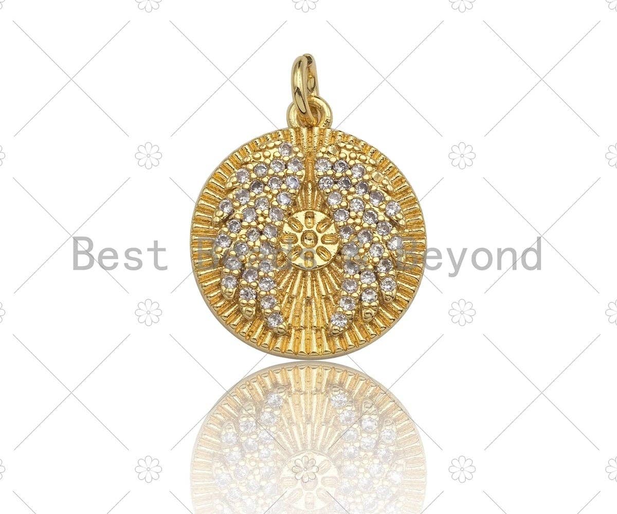 Angel Wing On Round Coin Charms, 15/19mm, Sku#Z1177