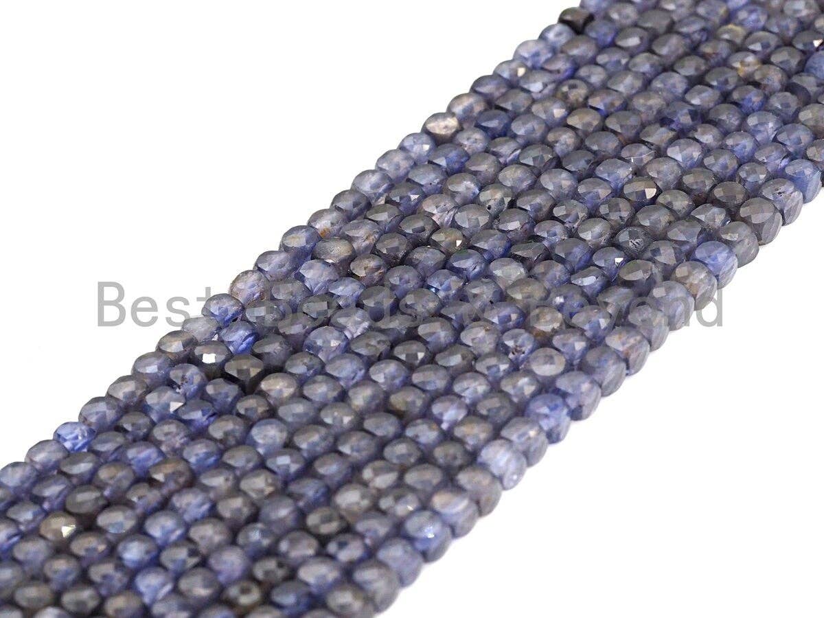 High Quality Natural Lolite Beads, 4mm Faceted Cube Lolite Beads, 16" Full Strand, Sku#U769