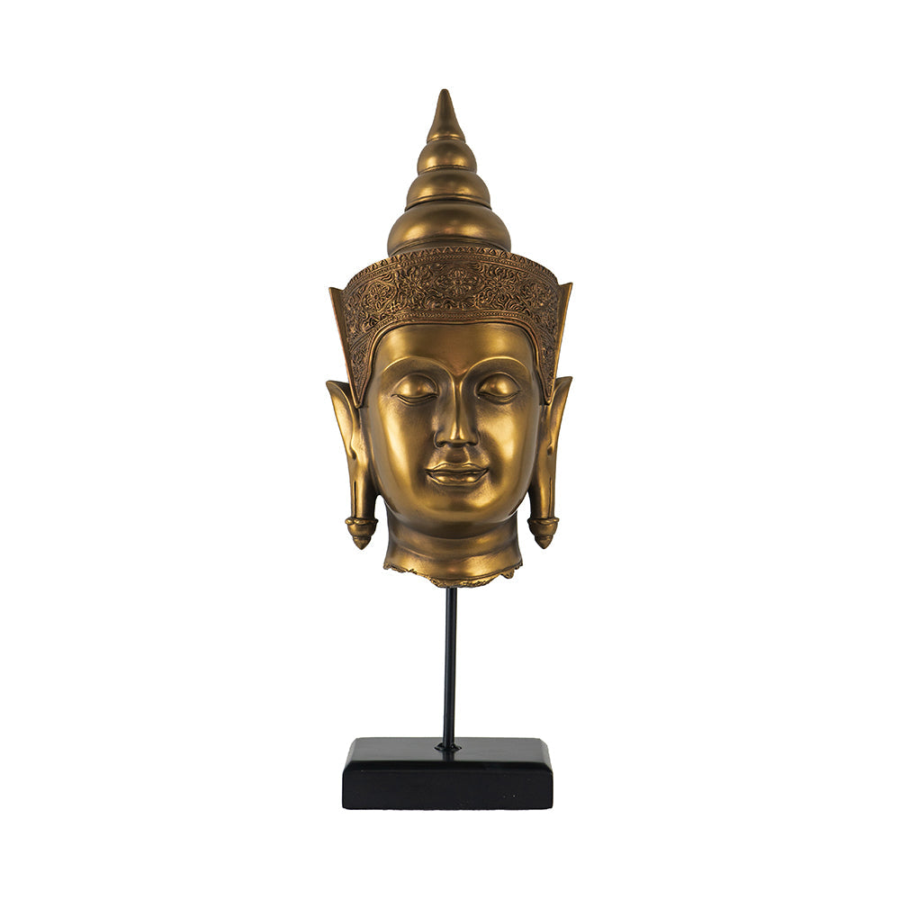 7x7.5x19.7" Buddha Statue Head On Stand