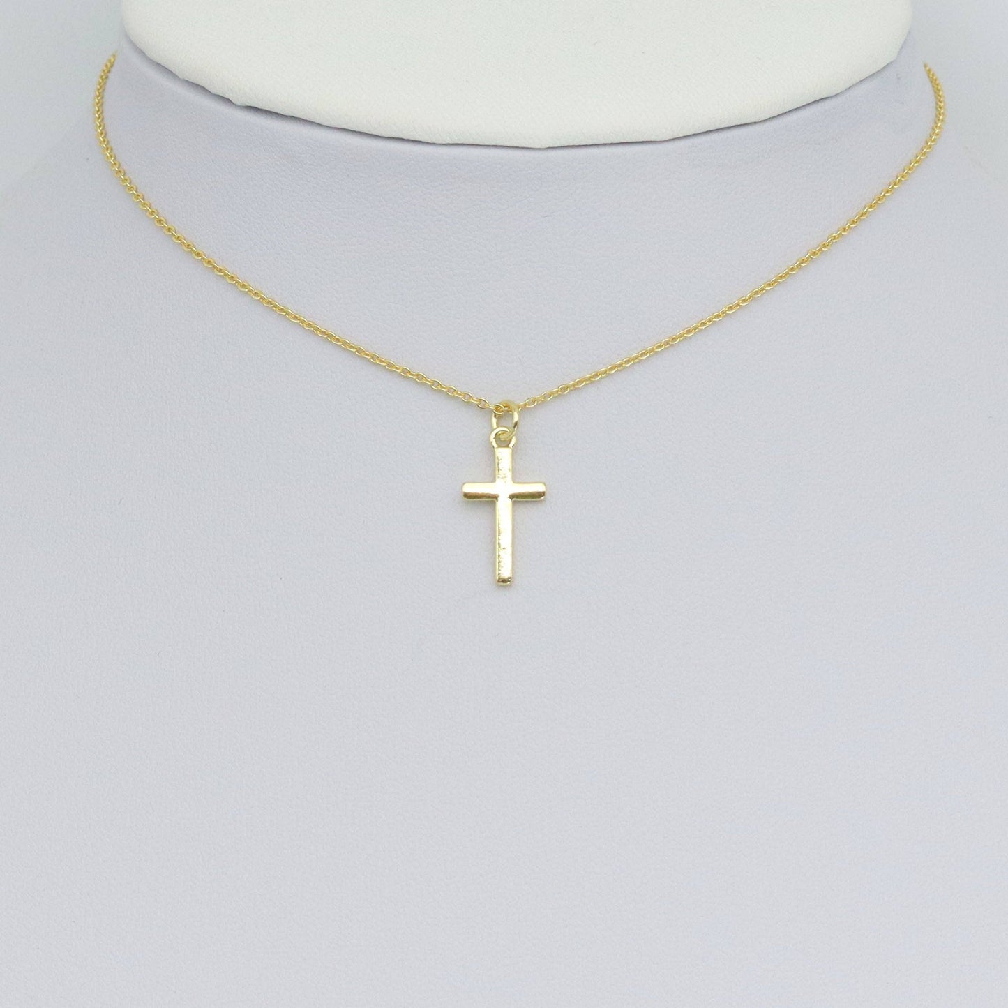 Plain Gold Cross Shape Charm Pendant, Sku#LK1050
