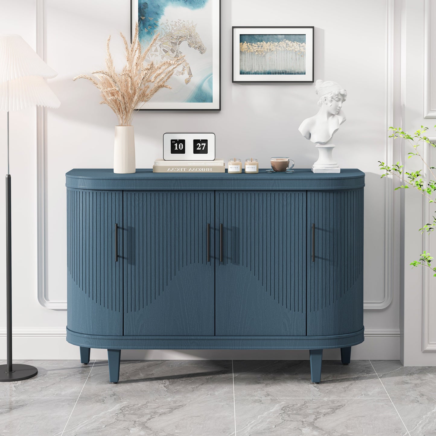 Modern Curved Sideboard 47.2-Inch Decorative Storage Cabinet