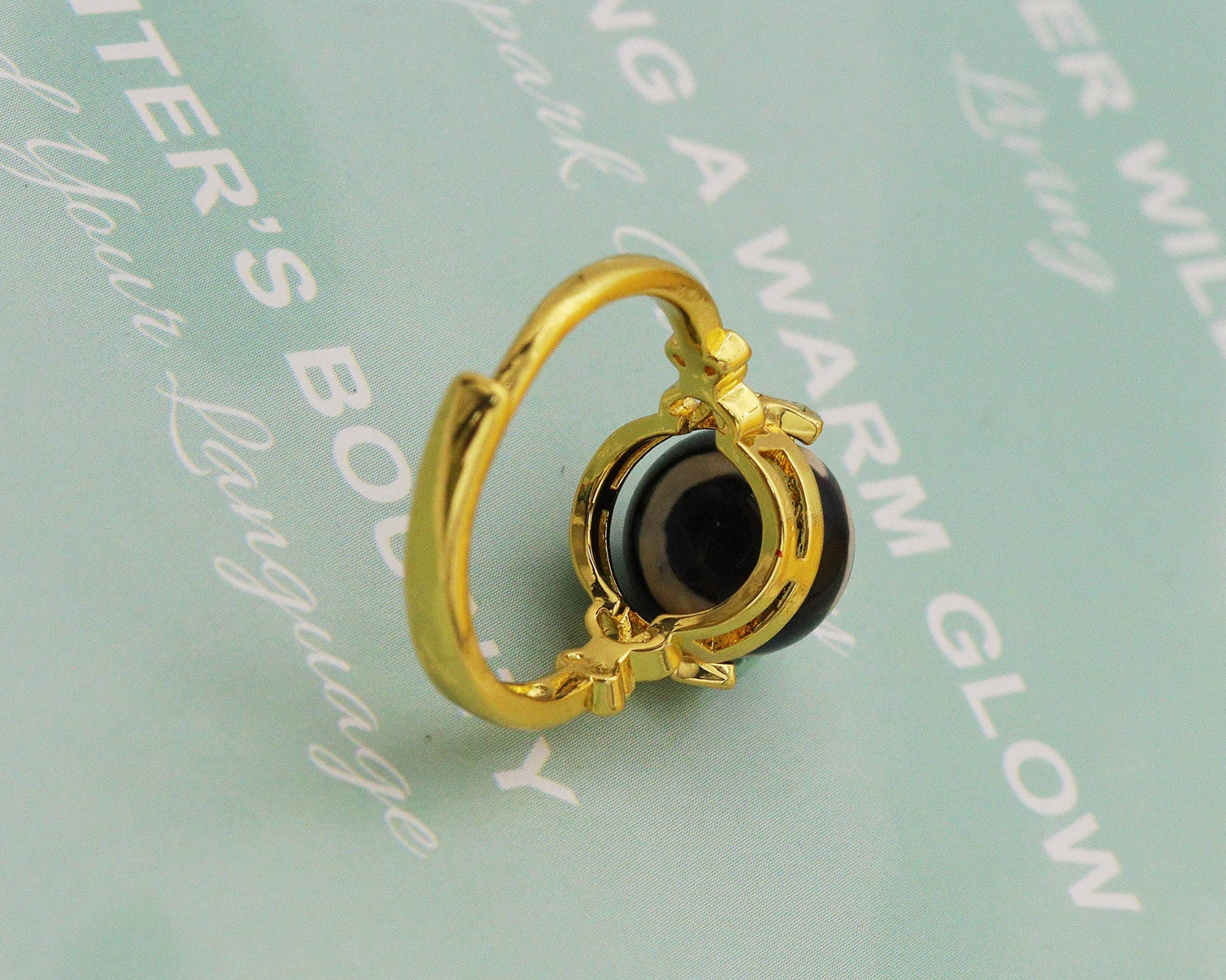 Evil Eye Tibetan Agate Adjustable Ring, Sku#EF119