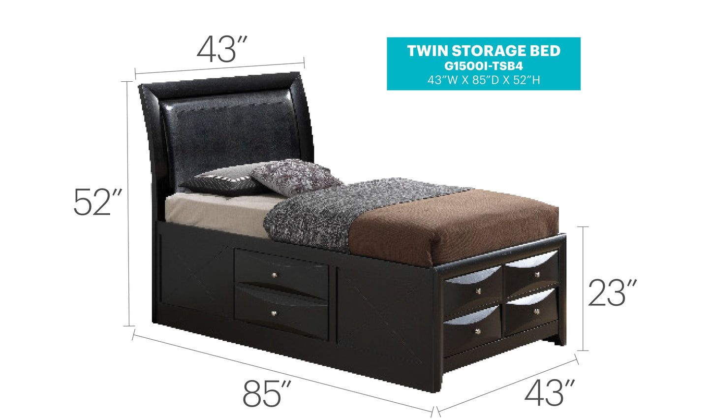 Sleek Twin Storage Bed With Modern Charm