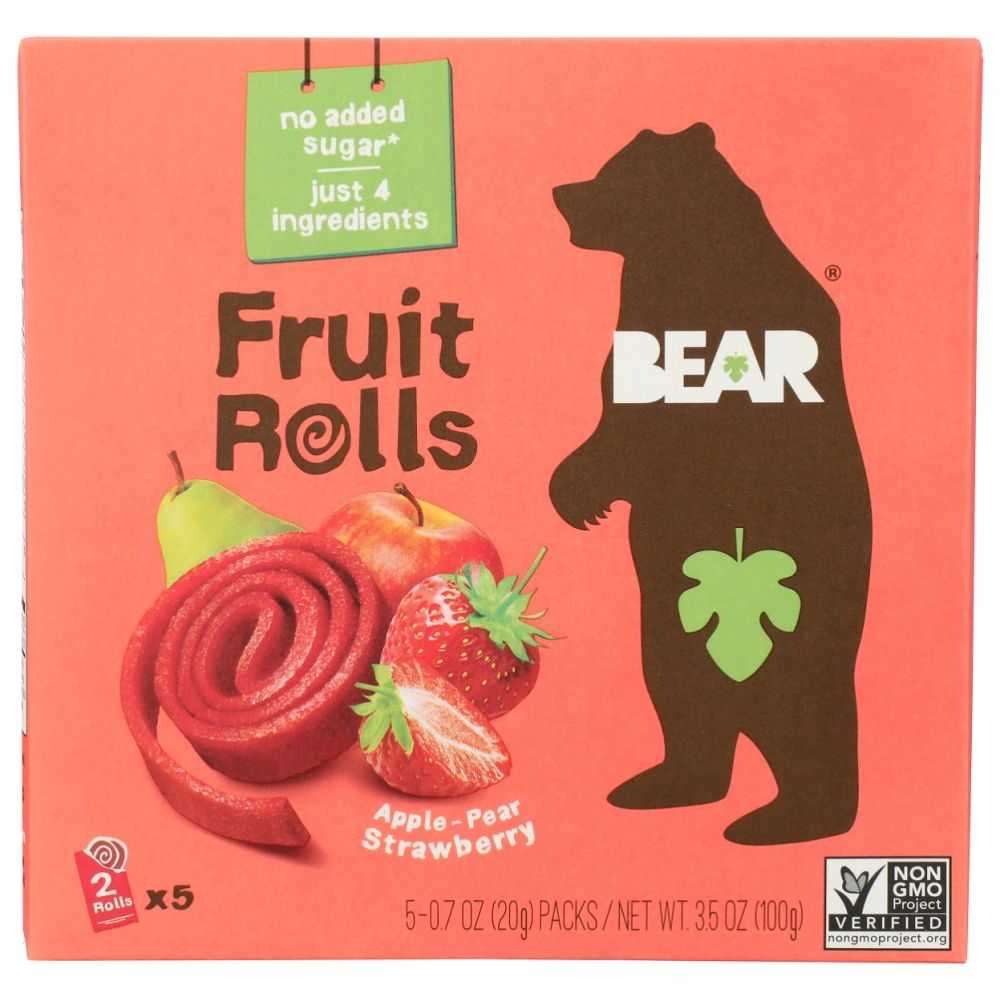 BEAR YOYO:Delicious Strawberry Fruit Rolls,3.5oz-Sweet & Natural Snack