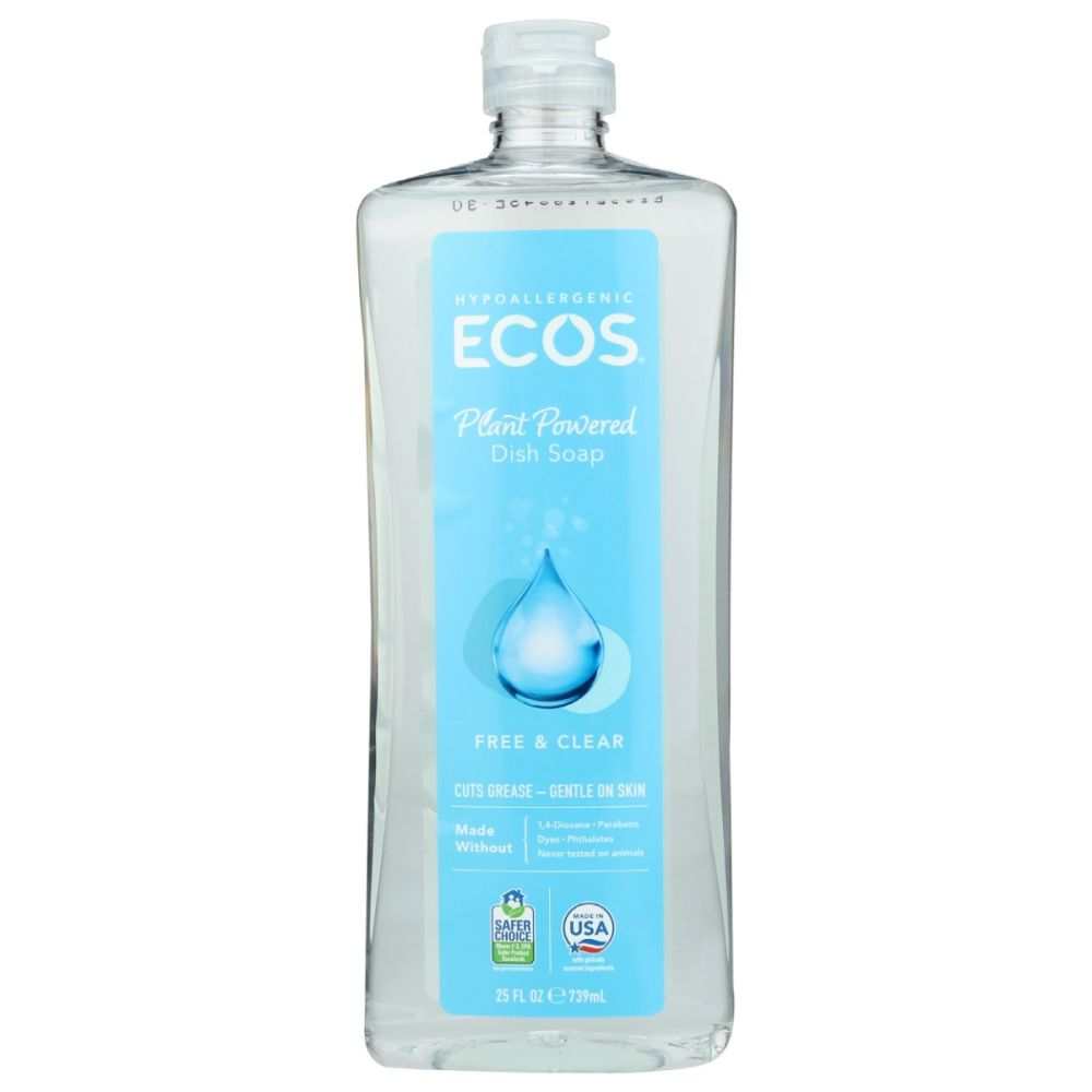 ECOS dish soap Free & Clear|Safer, Plant-Based Formula, Hypoallergenic