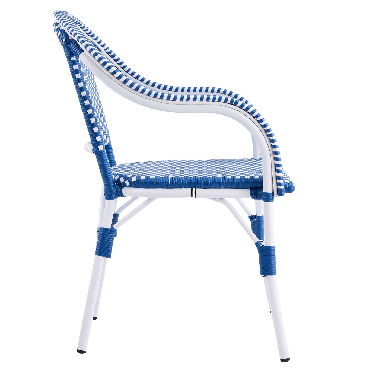 Outdoor Bistro Chairs Set of 2, White and Blue