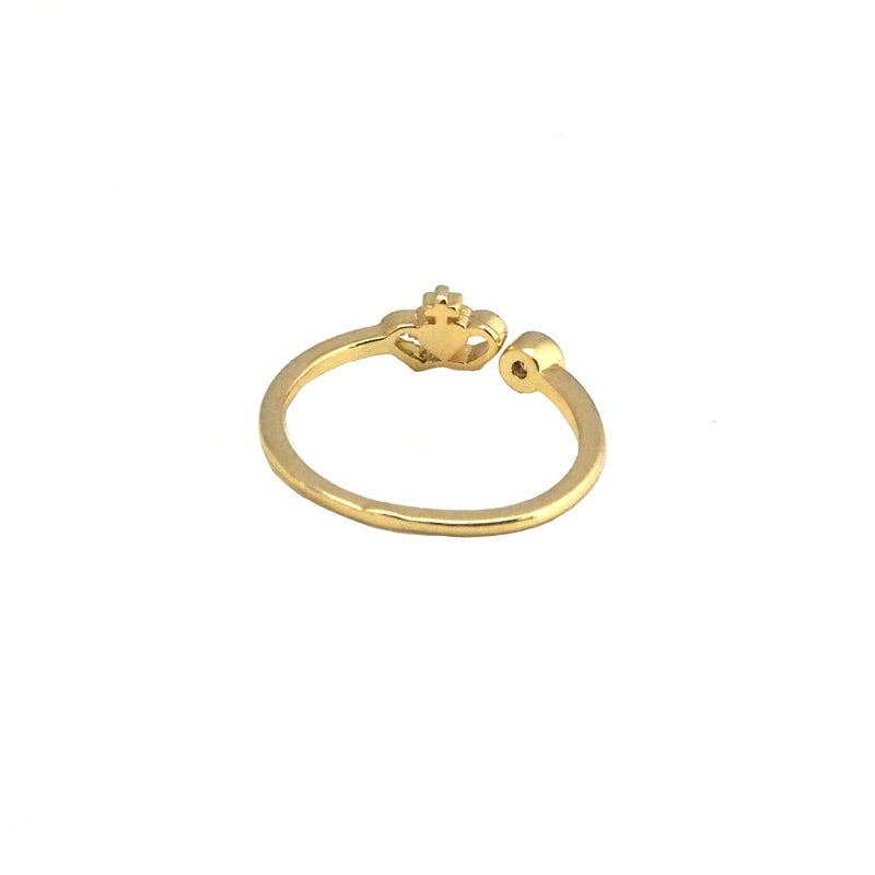Gold CZ Crown Dot Adjustable Ring, Sku#LK796