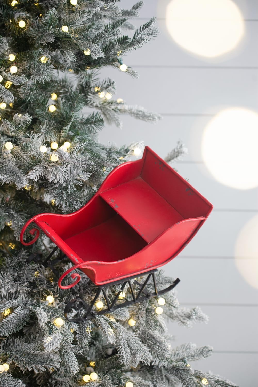 14.5x10x11"H Iron Red/Black Sleigh Small Christmas Decoration