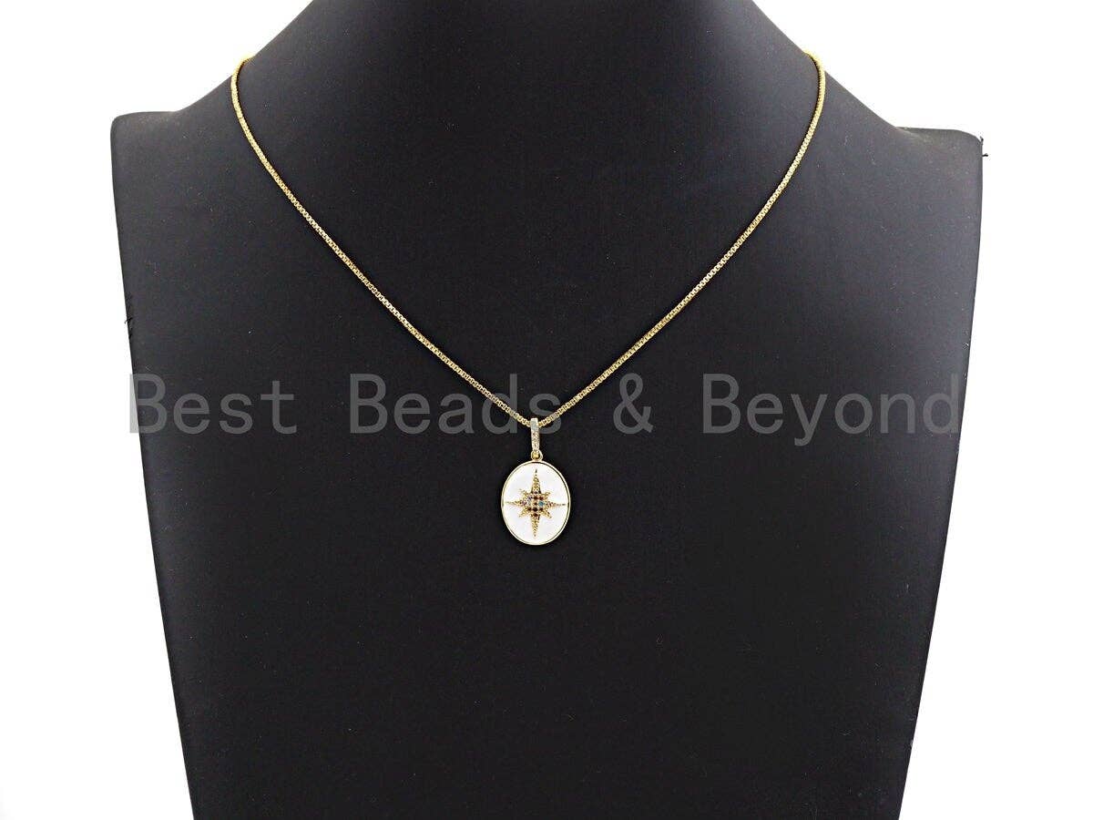 Enamel Colorful North Star On Oval Pendant,CZ Micro Pave Oil Drop pendant,Enamel pendant,Enamel Jewelry,16x22mm,sku#F976