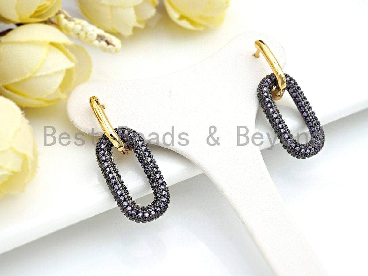 CZ Huggies Dangle Chunky Oval Earring, Sku#J252