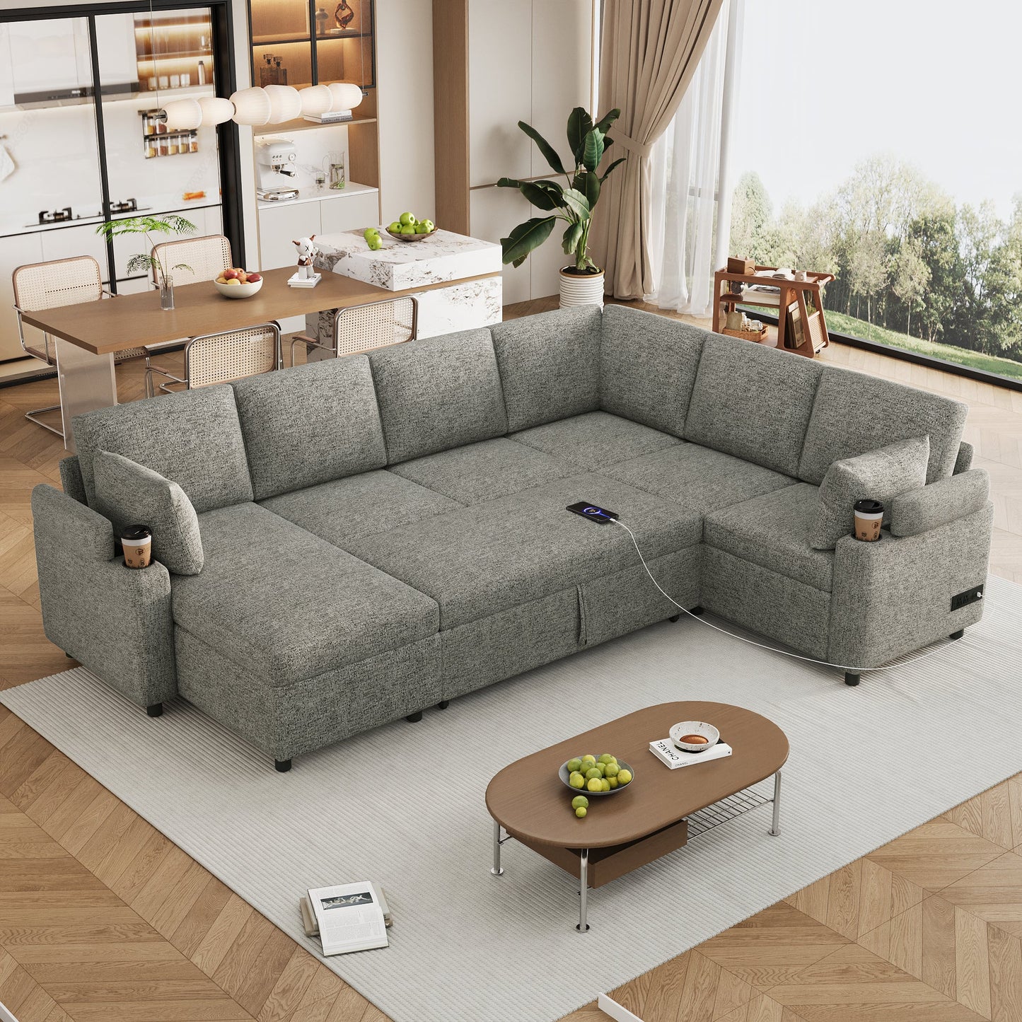 Versatile U-Shaped Sectional Sofa Bed