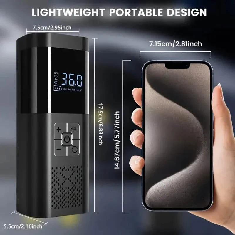 Gonfleur de Pneus Électrique Portable – Compresseur d'Air 150 PSI avec Manomètre Numérique et Lumière LED