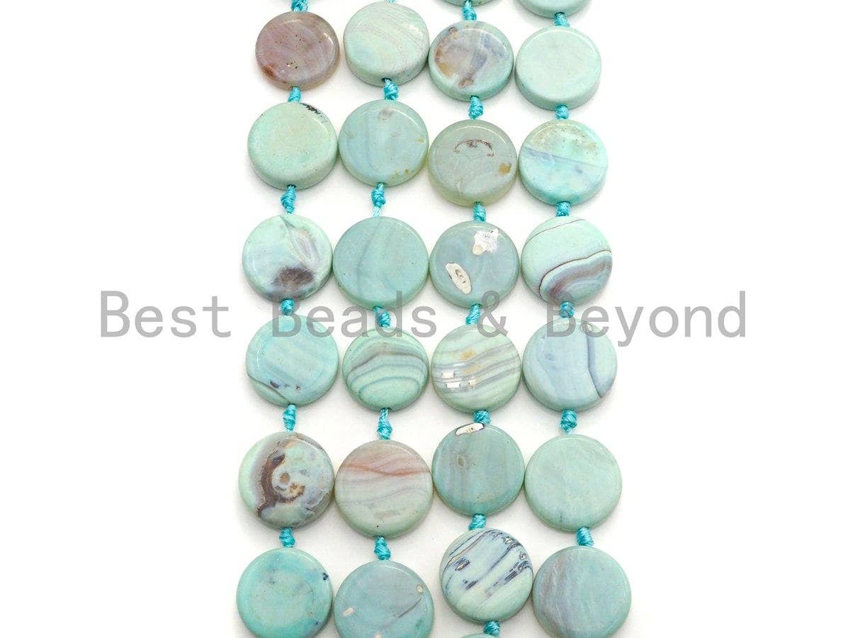 25mm/30mm Natural Blue Agate Coin Shape Spacer Beads,  1pc/9pc/11pc, sku#U881