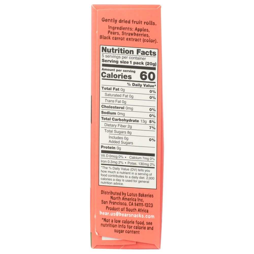 BEAR YOYO:Delicious Strawberry Fruit Rolls,3.5oz-Sweet & Natural Snack