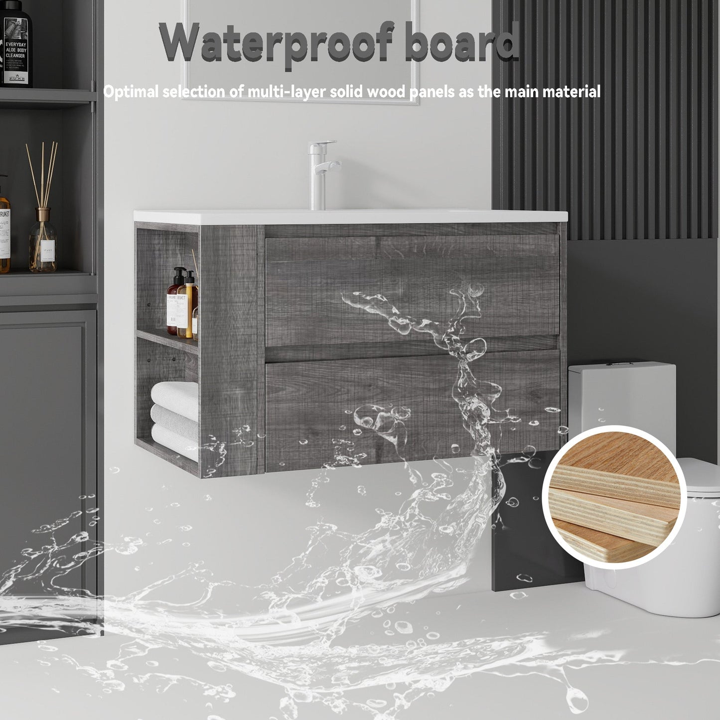 36 Inch Floating Bathroom Vanity with Sink