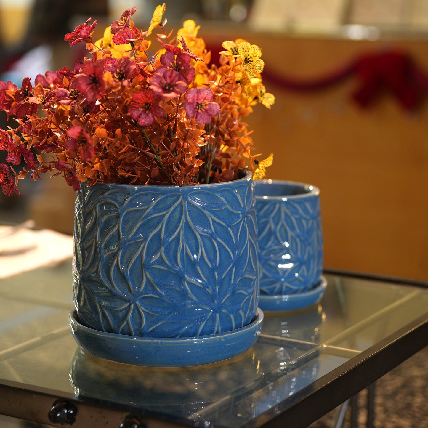 Handmade Ceramic Planter Set of 2, 6" & 8" Diameter, Deep
