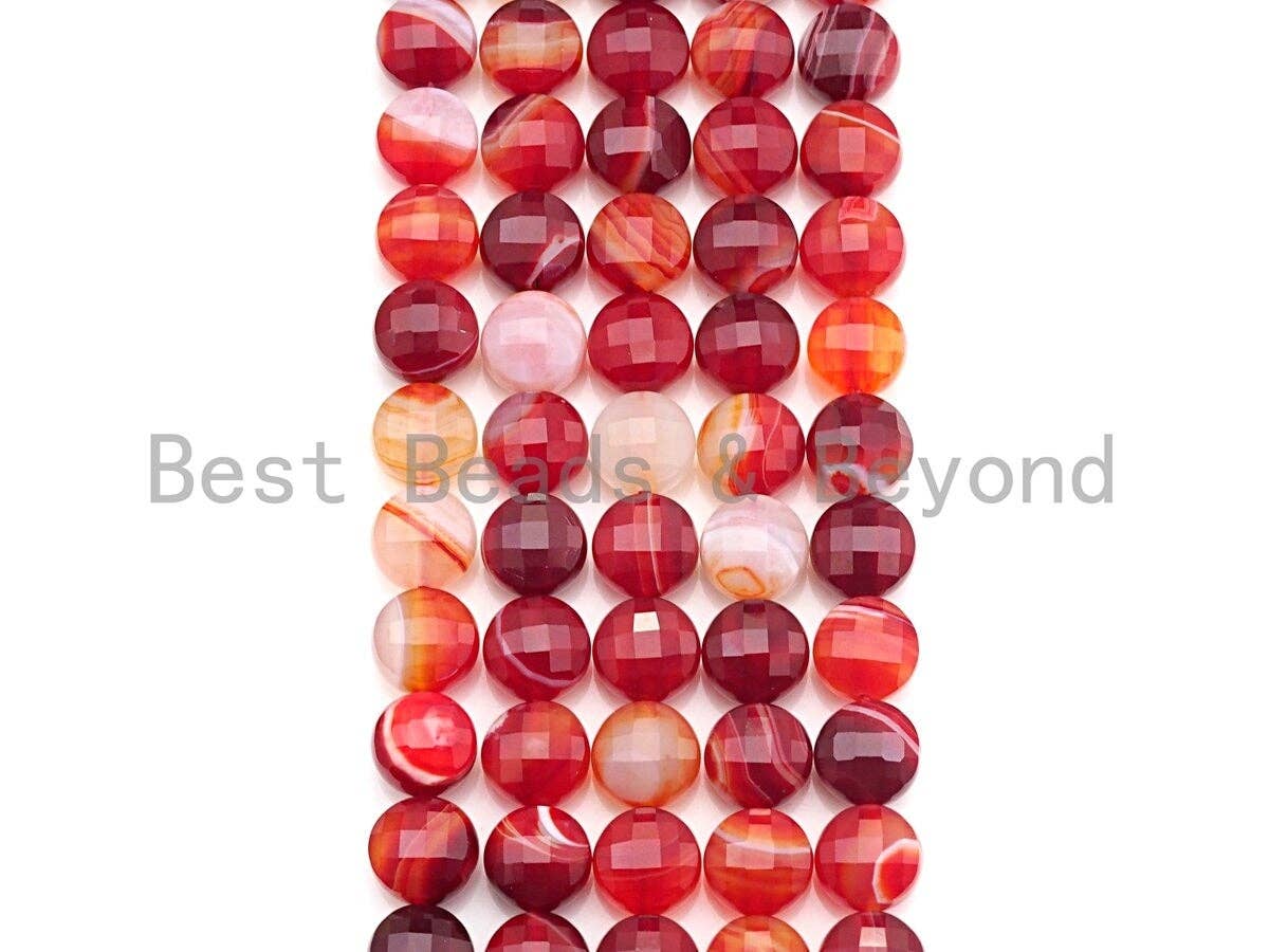 Double Sided Turtle Shell Cut Natural Agate Coin Shape beads, 6mm/8mm/10mm Natural Red Agate Beads, 15.5" Full strand, Sku#UA03