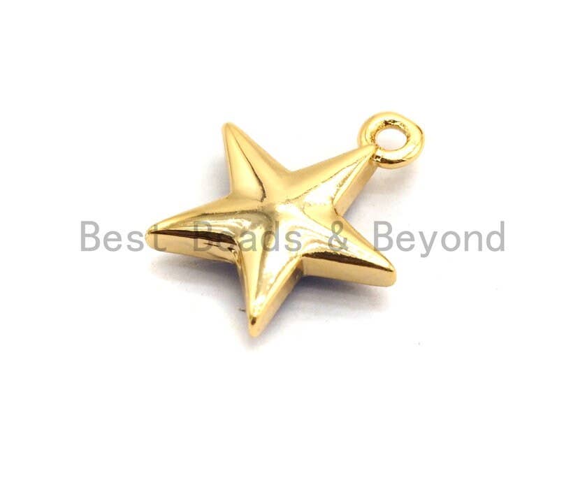 100% Natural Royal Blue Color Five Star Shell Charm, Natural Blue Star Shell Pendant, Gold/Silver plated star, 11x13mm,SKU#Z336