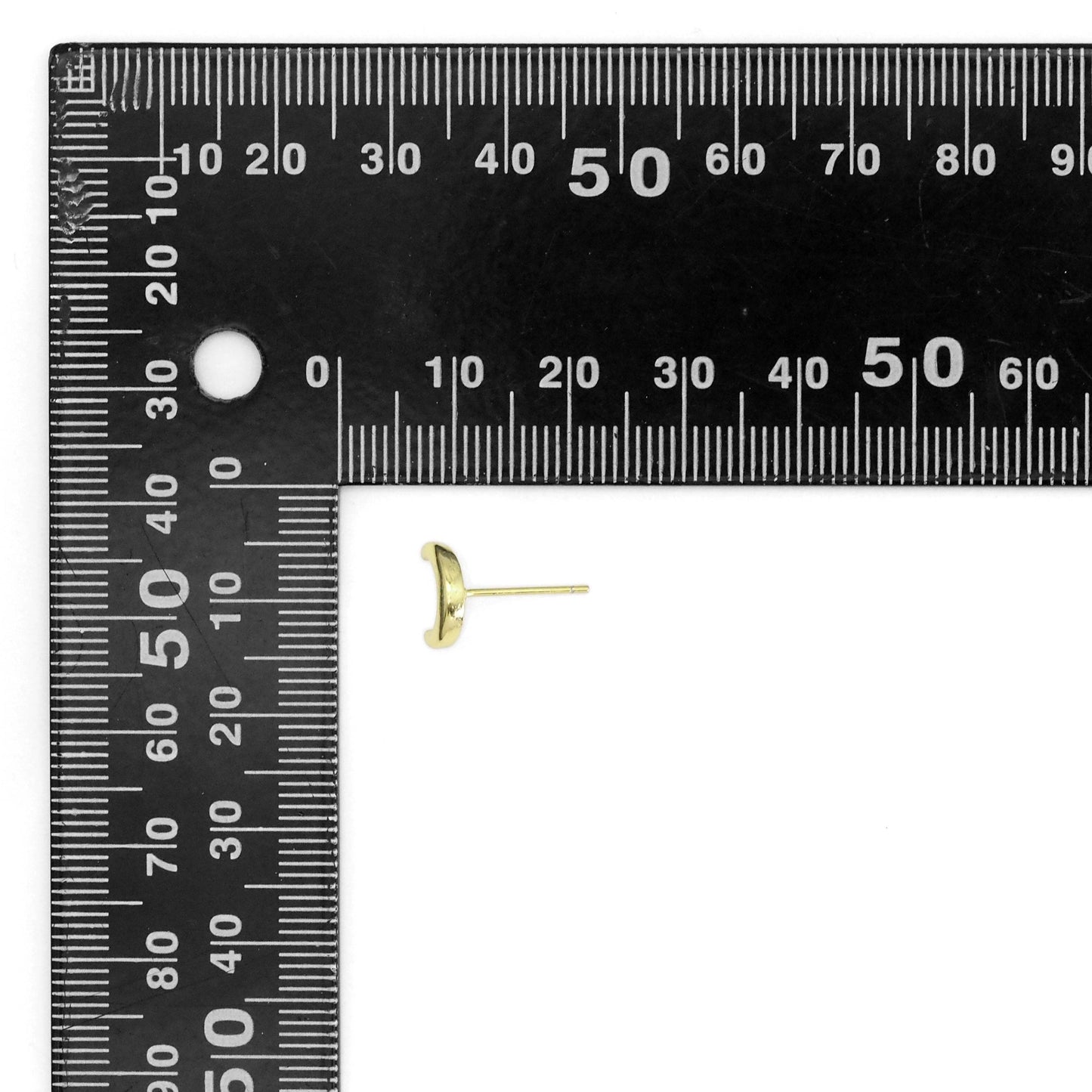 Plain Gold Cresent Moon Stud Earrings, Sku#LK897