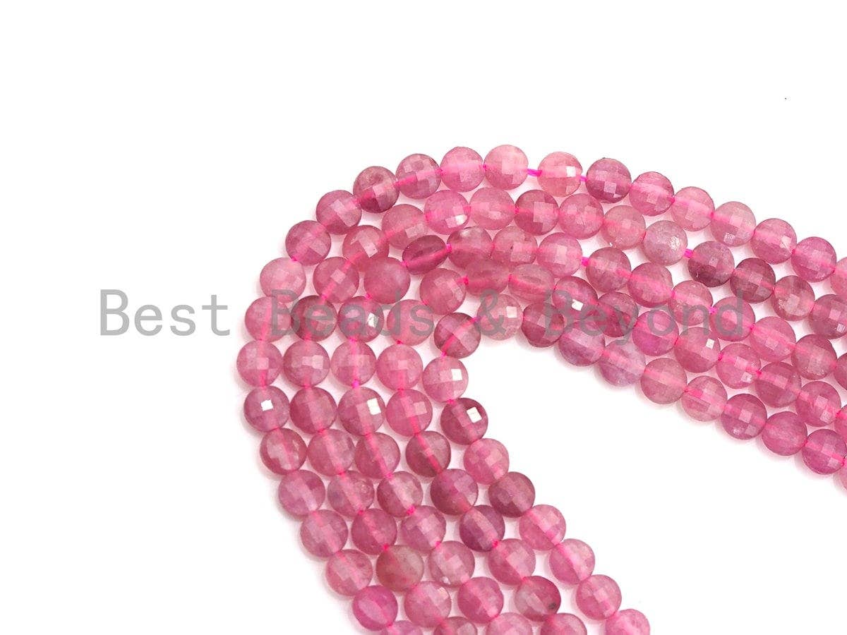 High Quality Natural Pink Tourmaline Checkerboard Cut Beads, 4mm Turtle Shell cut Tiny Tourmaline Beads, 16 Full strand, sku# U793