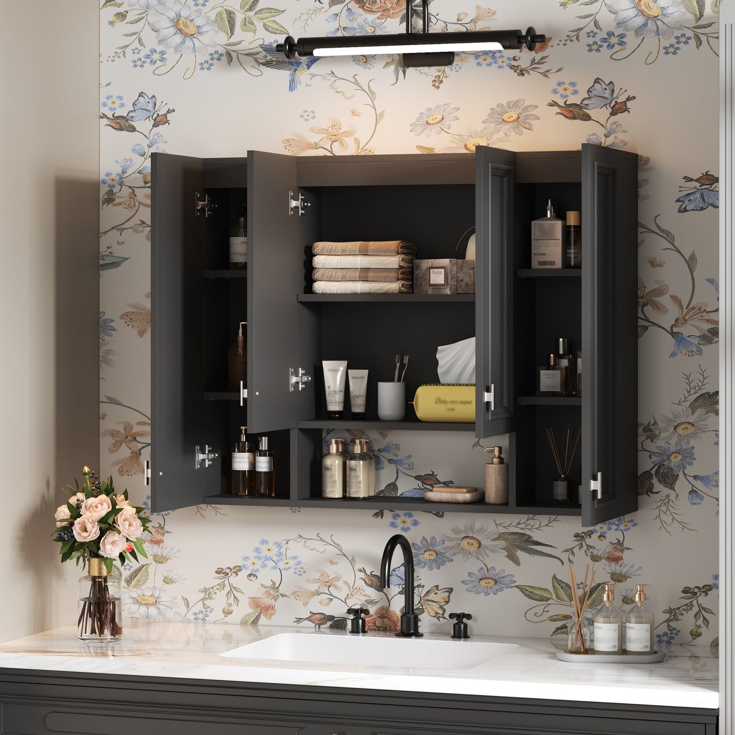 Modern Bathroom Cabinet with 5 Adjustable Shelves