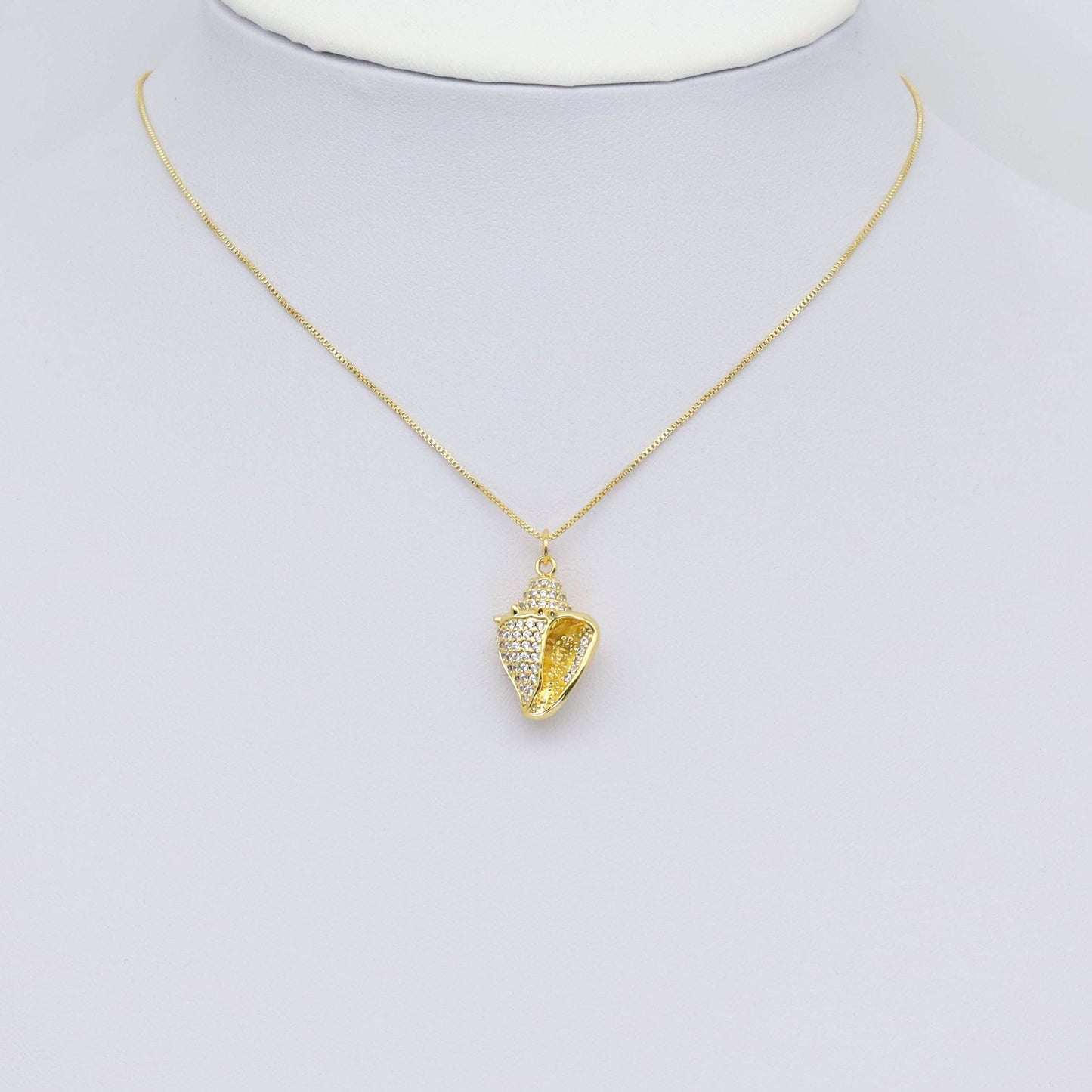 Gold CZ Sea Snail Seashell Shape Charm, Sku#Y906