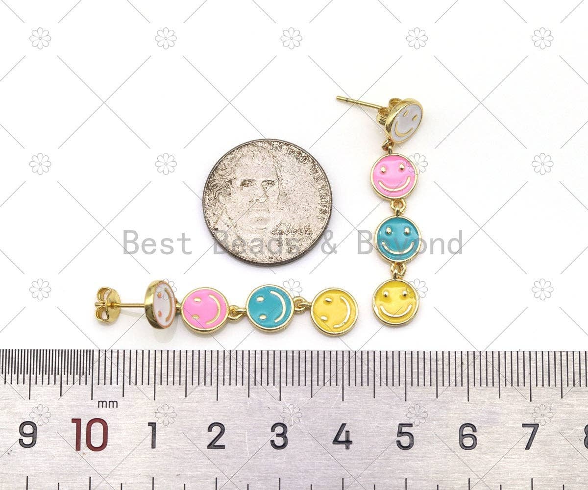 Colorful Enamel Smiley Face Shape Latch Back Earrings, X285