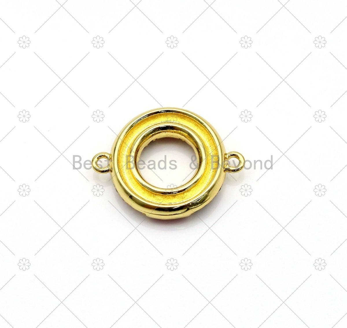 CZ Micro Pave with Enamel Lifebuoy Shape Connector, 18K Gold Filled Lifebuoy Charm, Necklace Bracelet Connector,Sku#LK501
