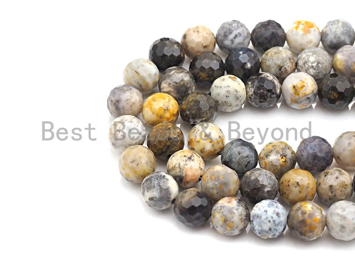 Speical Cut Natural Black Opal Beads, Round  Faceted Beads, 6mm/8mm/10mm/12mm, 15.5" Full Strand, sku#U647c