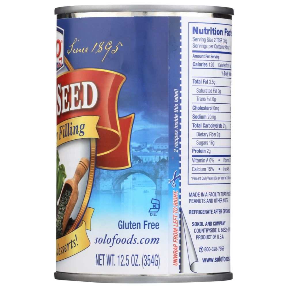 SOLO: Poppy Seed Cake and Pastry Filling, 12.5 oz