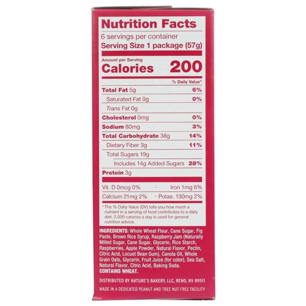NATURES BAKERY: Whole Wheat Fig Bars Raspberry, 12 oz