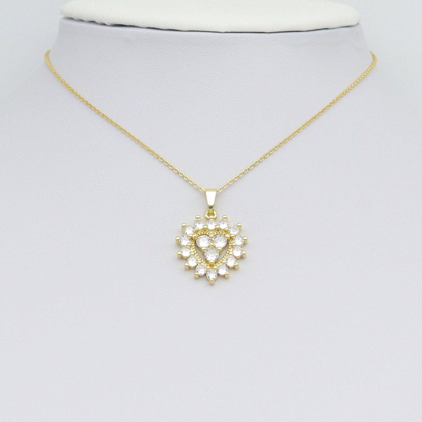 Clear CZ Diamond Around Heart Charm Pendant, Sku#LK1075
