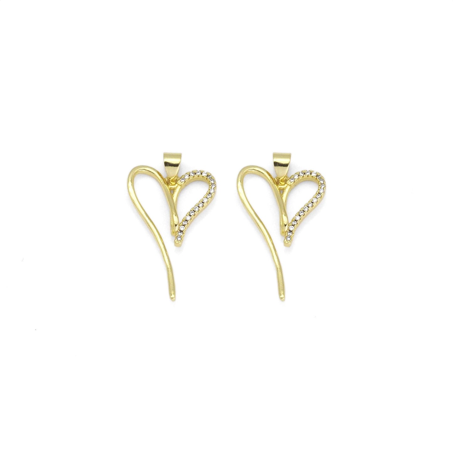 Gold CZ Heart Sahpe Charm, Sku#LK886