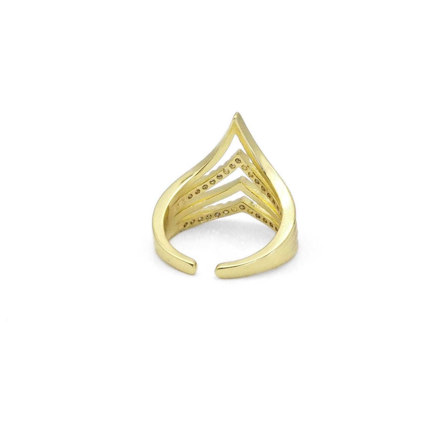 Gold Clear CZ Waving Lines Adjustable Ring, Sku#LK862