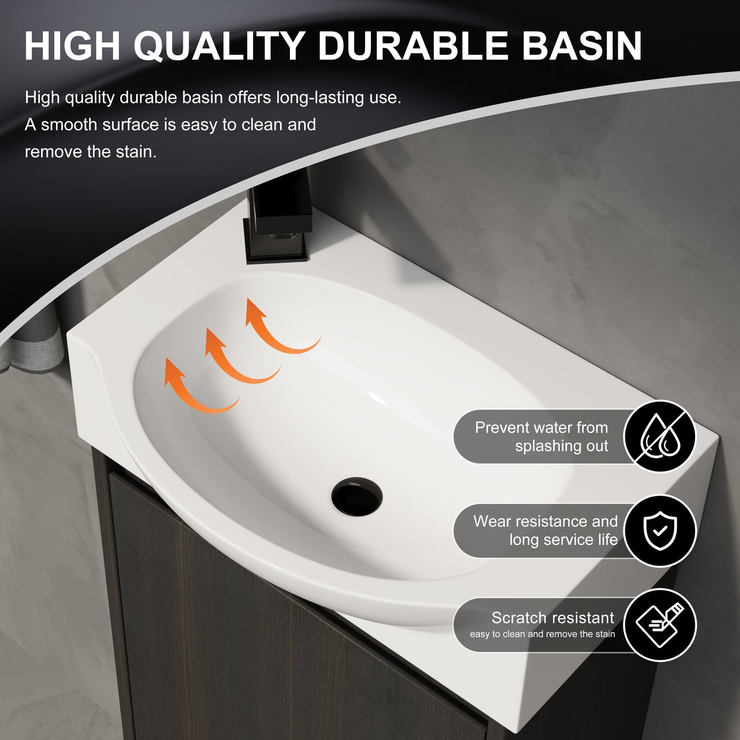 16" Bathroom Vanity Sink Combo for Small Space