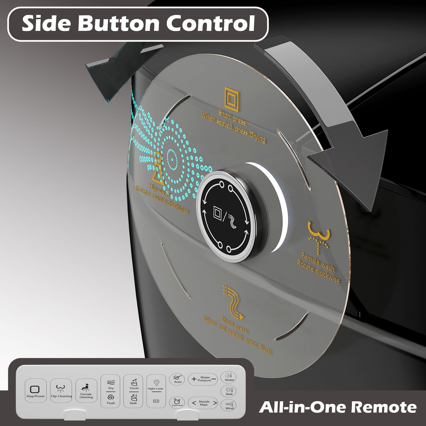 Smart Toilet with Bidet Built In - Black